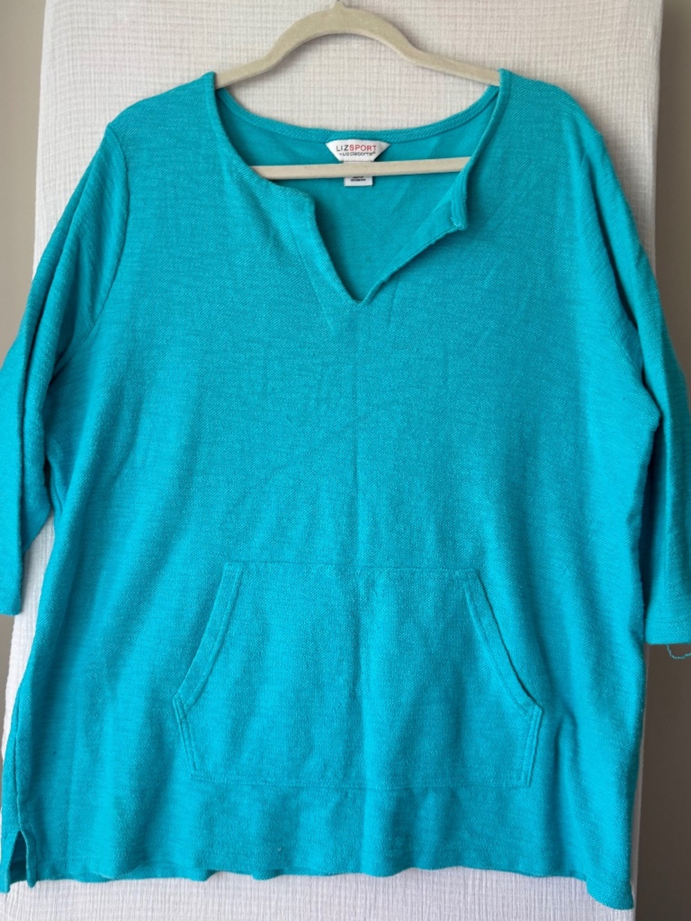 LIZ SPORT By Liz Claiborne womens teal blue pullover Top size XXL